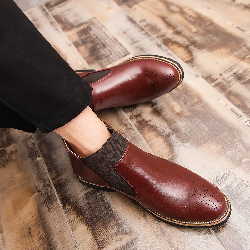 38-46 Men Fashion Boots Pointed Leather Formal Business Shoes Ankle Martin Chelsea Boots Moccasins