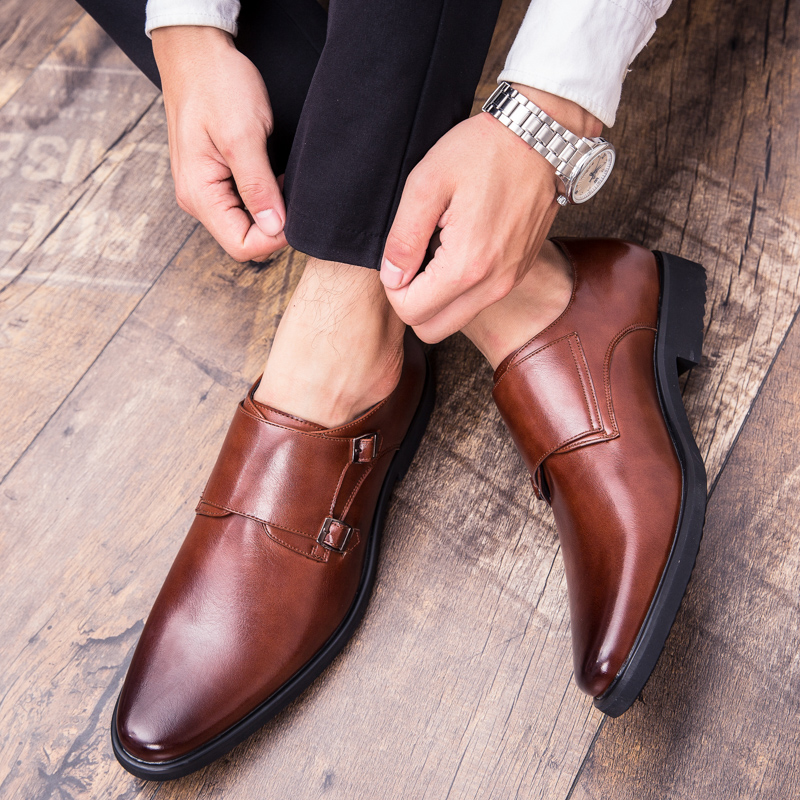 Pointed Leathe Formal Shoes Men Soft Leisure Business Shoes Slip-on Dress Office Oxford Moccasins