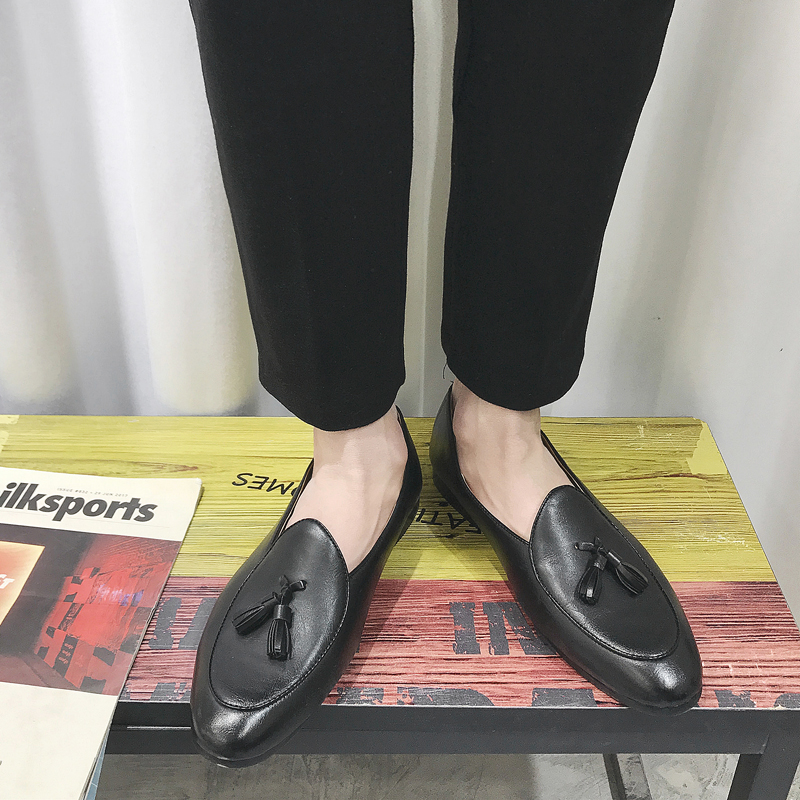 Classic Pointed Leather Business Shoes Men Soft Leisure Slip-on Formal Office Oxford Dress Wedding