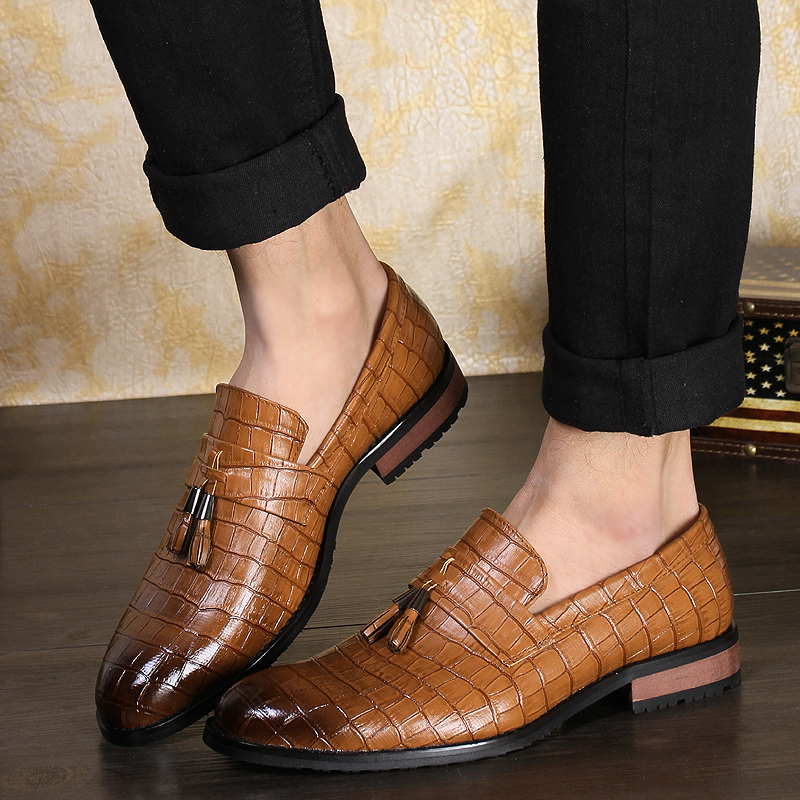 Pointed Leather Dress Business Shoes Men Slip-on Casual Classic Formal Office Oxford British Work