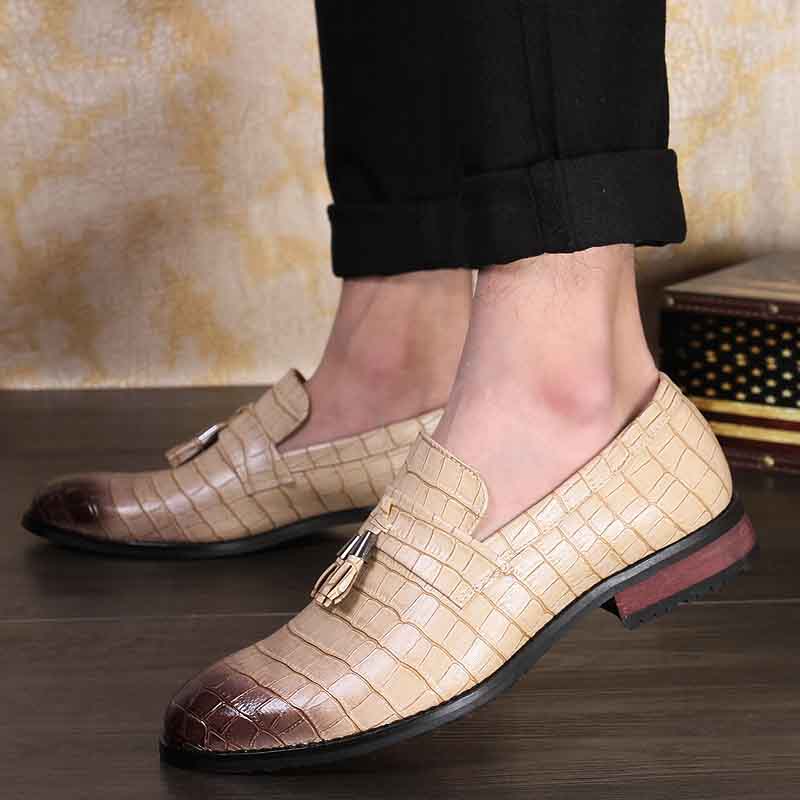 Pointed Leather Dress Business Shoes Men Slip-on Casual Classic Formal Office Oxford British Work