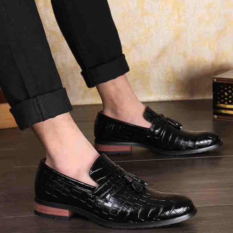 Pointed Leather Dress Business Shoes Men Slip-on Casual Classic Formal Office Oxford British Work