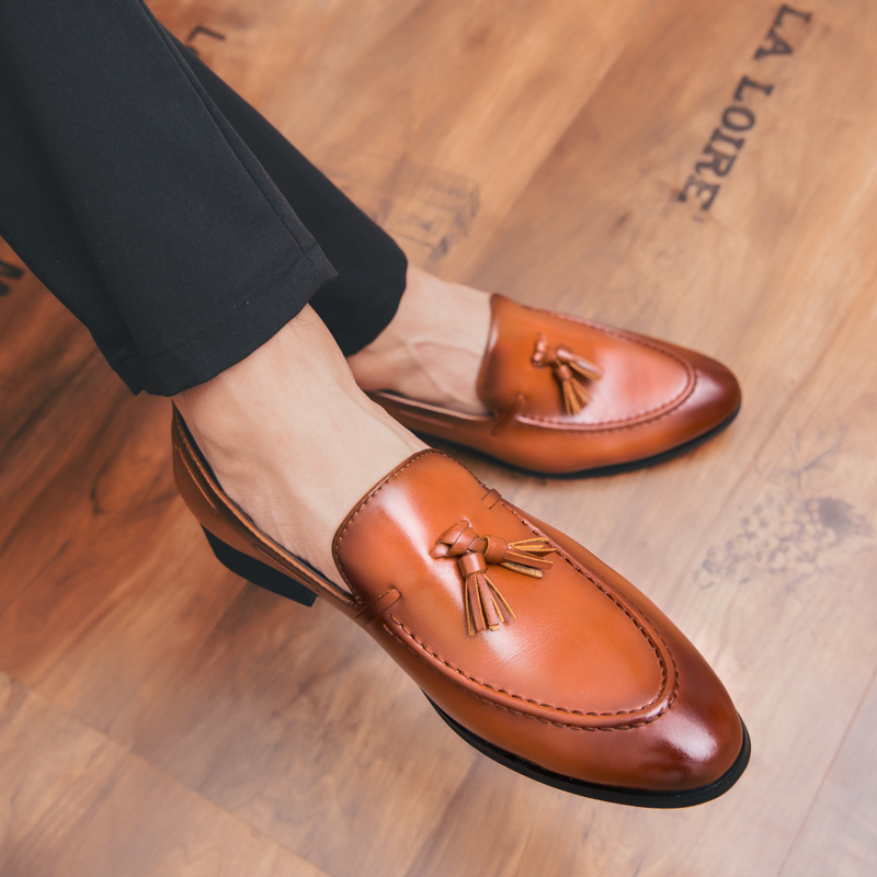 Fashion Tassel Men Business Shoes Pointed Leather Dress Formal Oxford Slip-on Casual Office Boat