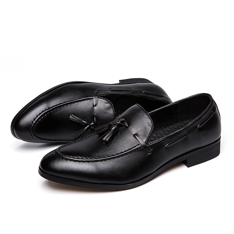 Fashion Tassel Men Business Shoes Pointed Leather Dress Formal Oxford Slip-on Casual Office Boat