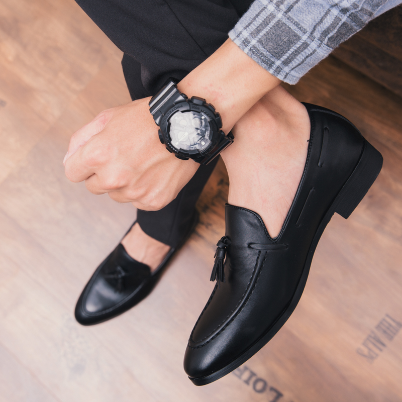 Fashion Tassel Men Business Shoes Pointed Leather Dress Formal Oxford Slip-on Casual Office Boat