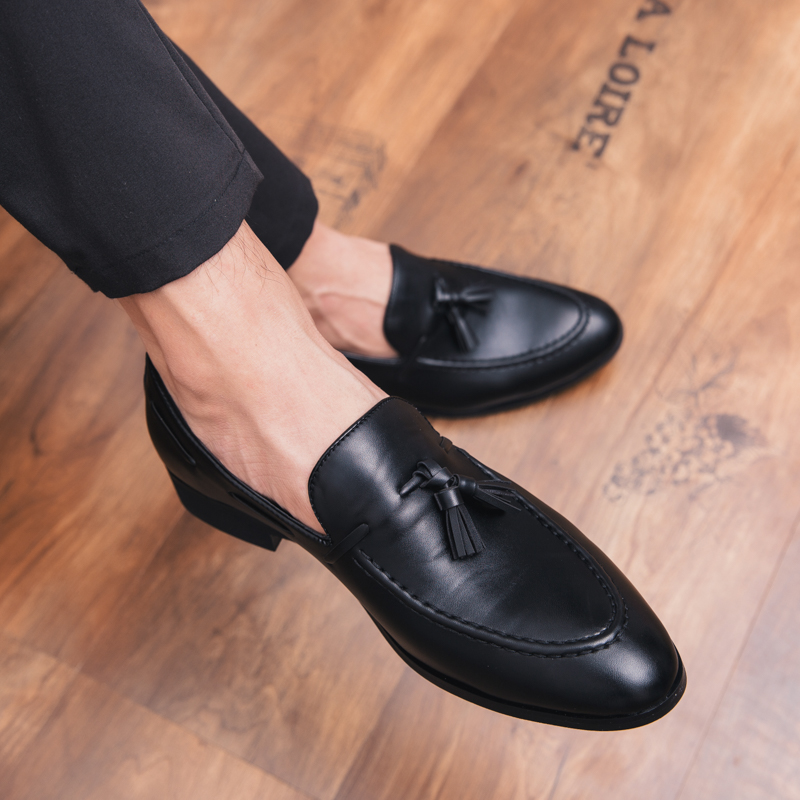 Fashion Tassel Men Business Shoes Pointed Leather Dress Formal Oxford Slip-on Casual Office Boat