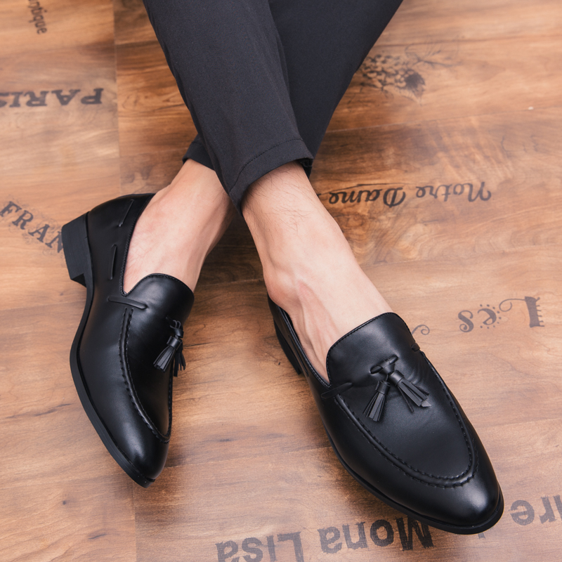 Fashion Tassel Men Business Shoes Pointed Leather Dress Formal Oxford Slip-on Casual Office Boat