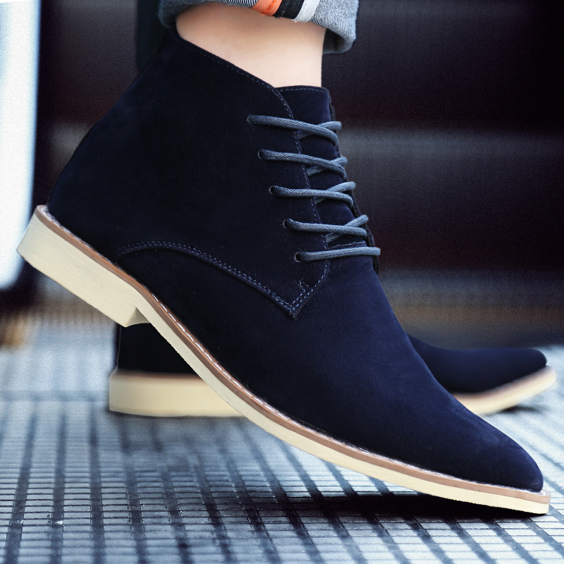 Men Fashion Boots Pointed Leather Lace-up Business Formal Oxford Office Casual Flat British Work