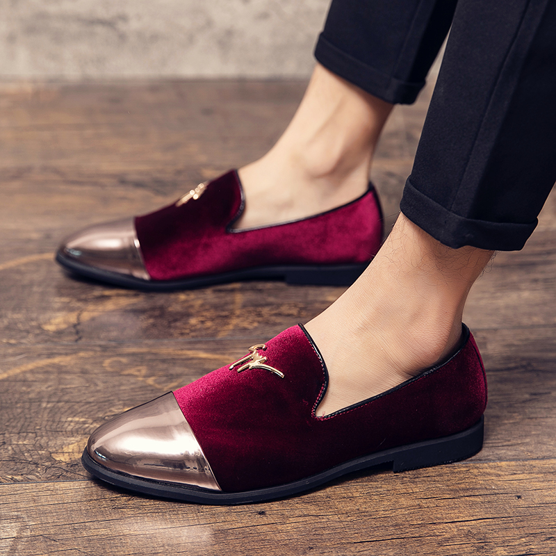 38-48 Men Leather Dress Shoes Formal Business Office Oxford Pointed Soft Leisure Loafers Slip-on