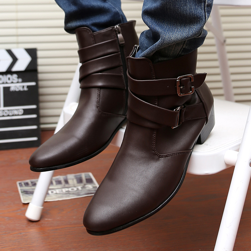 39-47 Men Boots Pointed Leather Business Shoes Soft Leisure Ankle Martin Chelsea Boots Moccasin Flat