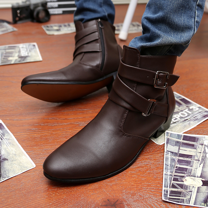 39-47 Men Boots Pointed Leather Business Shoes Soft Leisure Ankle Martin Chelsea Boots Moccasin Flat