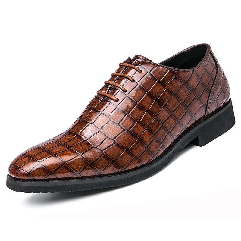 38-48 Men Business Shoes   official shoes Pointed Leather Soft Leisure Lace up Moccasions Casual Flat Work Shoes