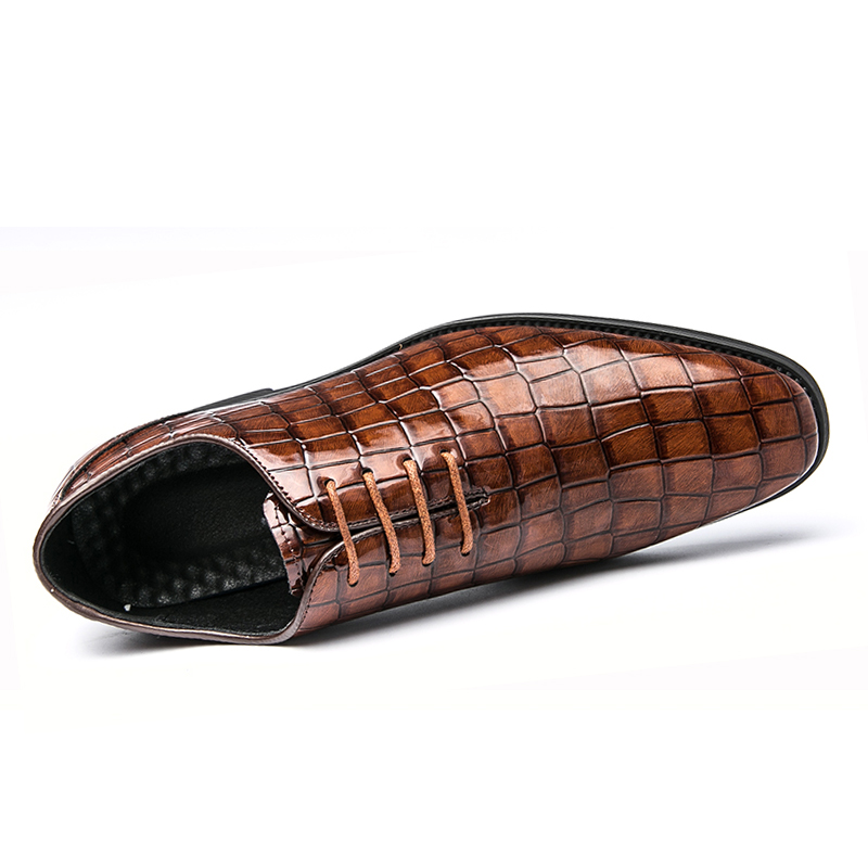 38-48 Men Business Shoes   official shoes Pointed Leather Soft Leisure Lace up Moccasions Casual Flat Work Shoes