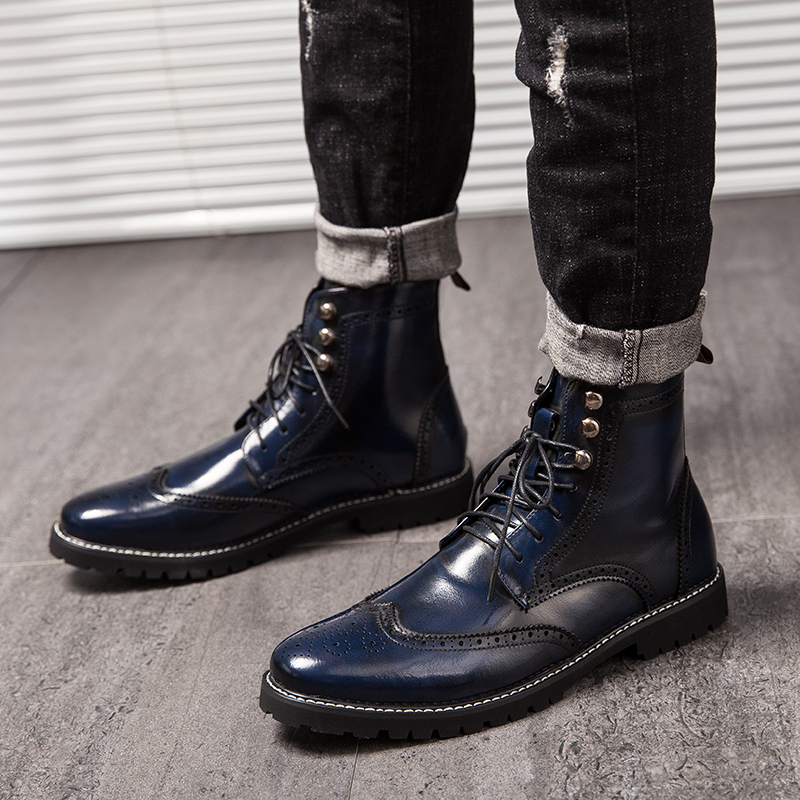 38-48 Men&apos;s Chelsea Boots PU Leather Casual Shoes Male British Style Slip-on Dress Boot For Man