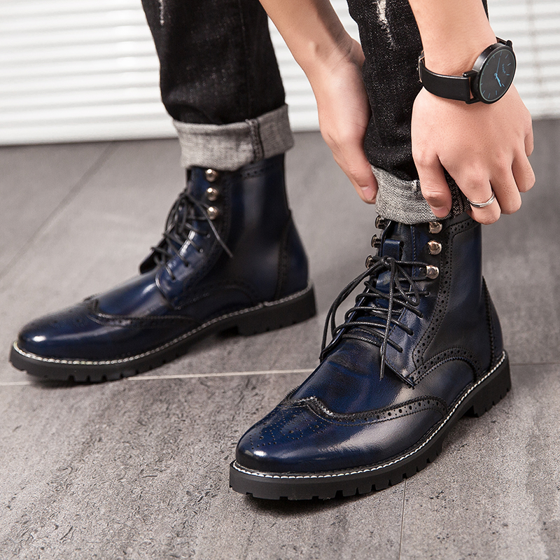 38-48 Men&apos;s Chelsea Boots PU Leather Casual Shoes Male British Style Slip-on Dress Boot For Man