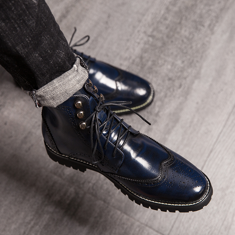 38-48 Men&apos;s Chelsea Boots PU Leather Casual Shoes Male British Style Slip-on Dress Boot For Man