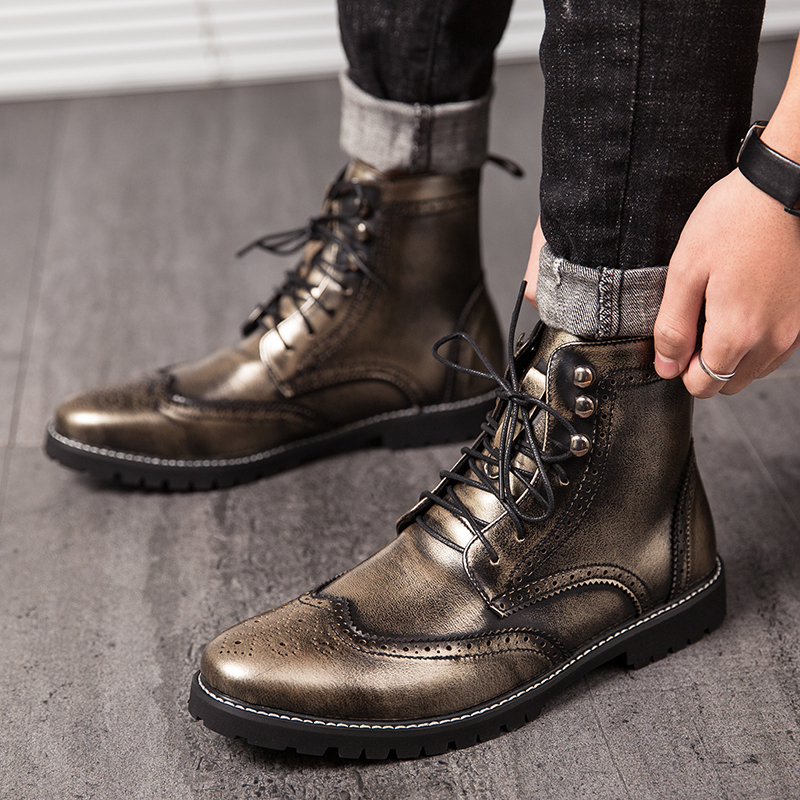38-48 Men&apos;s Chelsea Boots PU Leather Casual Shoes Male British Style Slip-on Dress Boot For Man