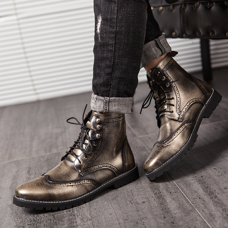 38-48 Men&apos;s Chelsea Boots PU Leather Casual Shoes Male British Style Slip-on Dress Boot For Man