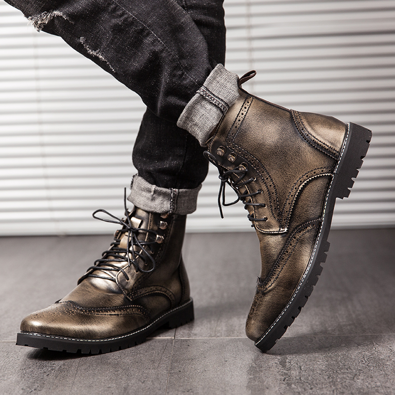 38-48 Men&apos;s Chelsea Boots PU Leather Casual Shoes Male British Style Slip-on Dress Boot For Man