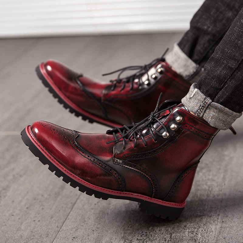 38-48 Men&apos;s Chelsea Boots PU Leather Casual Shoes Male British Style Slip-on Dress Boot For Man