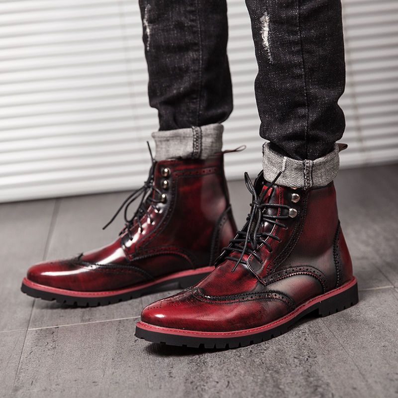 38-48 Men&apos;s Chelsea Boots PU Leather Casual Shoes Male British Style Slip-on Dress Boot For Man