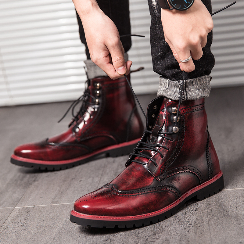 38-48 Men&apos;s Chelsea Boots PU Leather Casual Shoes Male British Style Slip-on Dress Boot For Man