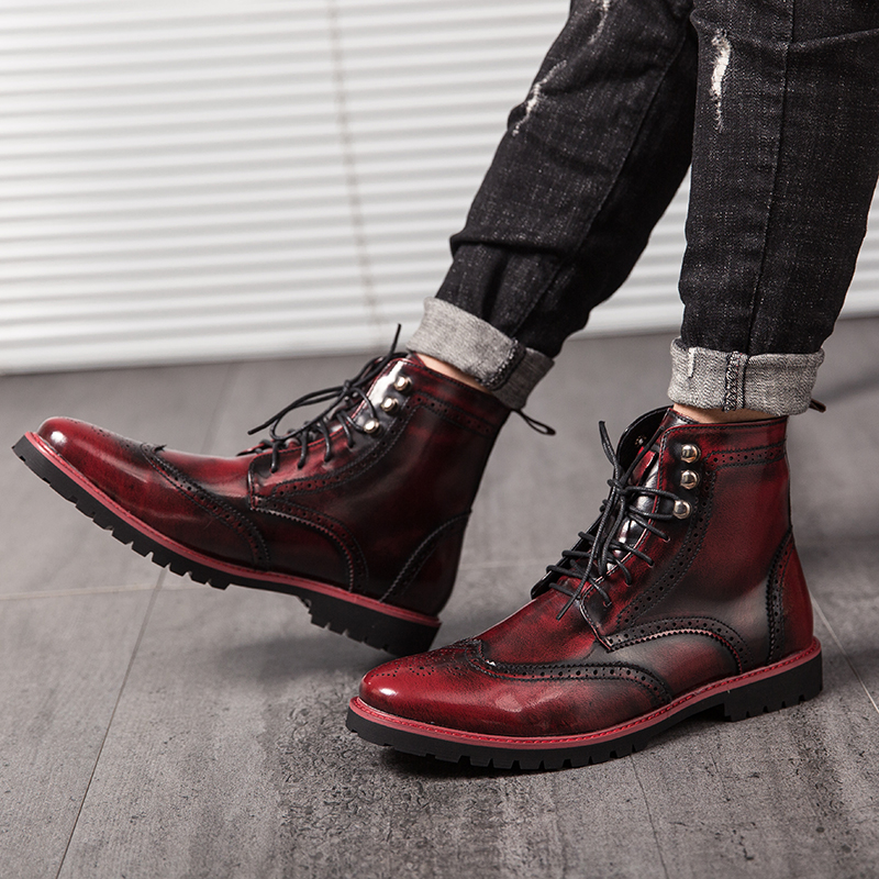 38-48 Men&apos;s Chelsea Boots PU Leather Casual Shoes Male British Style Slip-on Dress Boot For Man