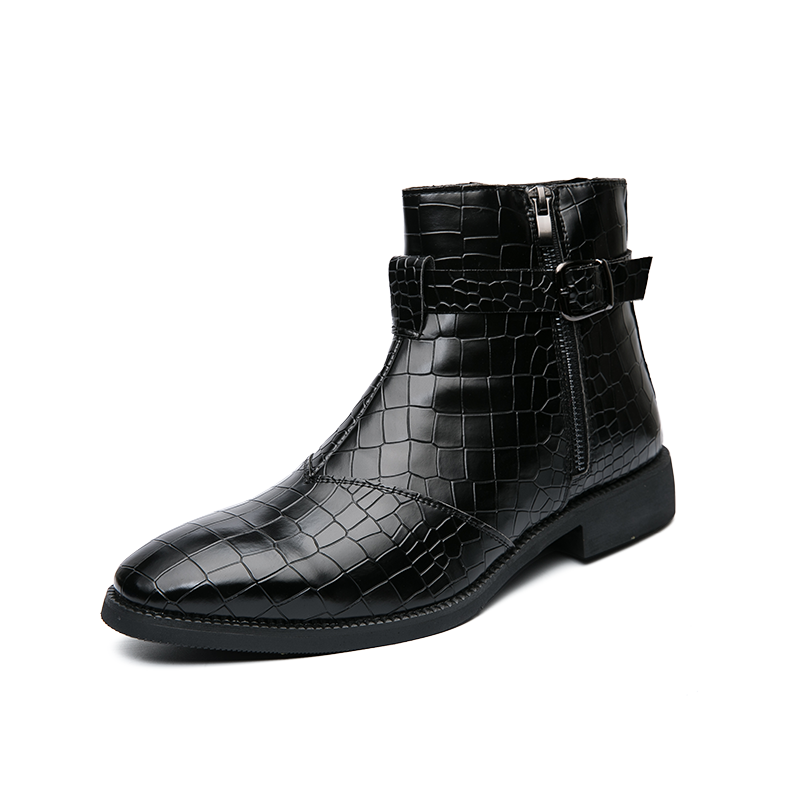 38-48 Men PU Leather Boots Pointed Formal Business Shoes Soft Ankle Martin Chelsea Boots