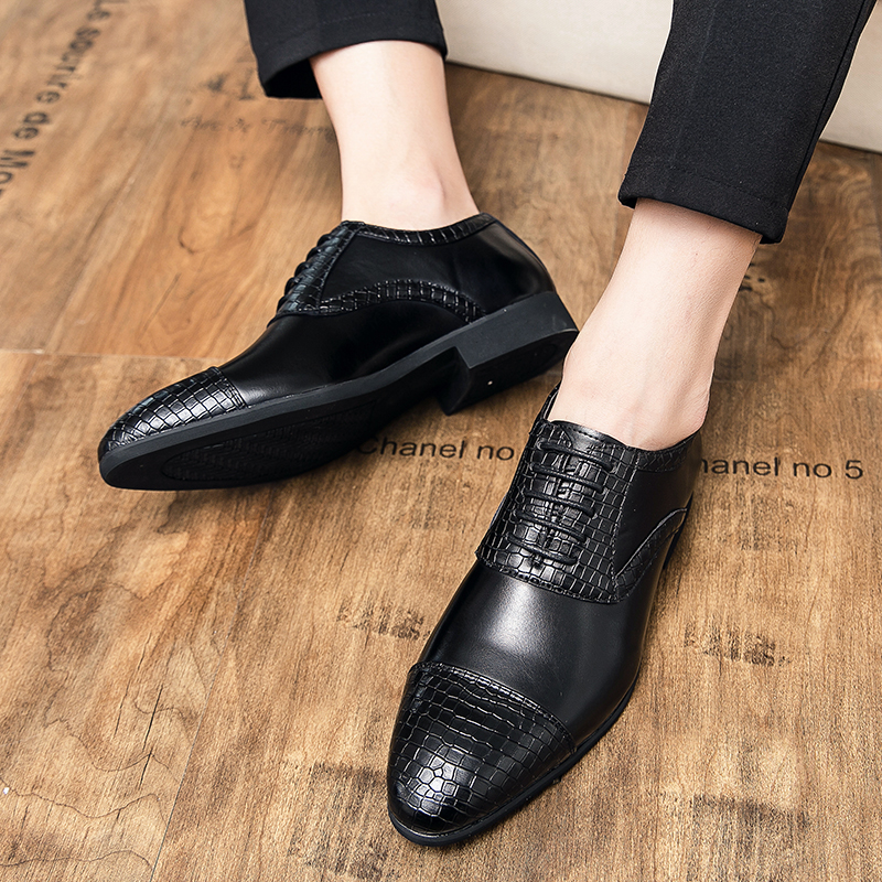 38-48 Pointed Leather Business Shoes  official shoes Men Formal Oxford Casual Flat Fashion Moccasins Work Lace-up