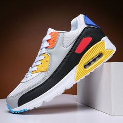 MAX90 Air Cushion Men Sport Running Shoes Fashion Sneakers Jogging Trainers Casual Lace-up White grey yellow 41