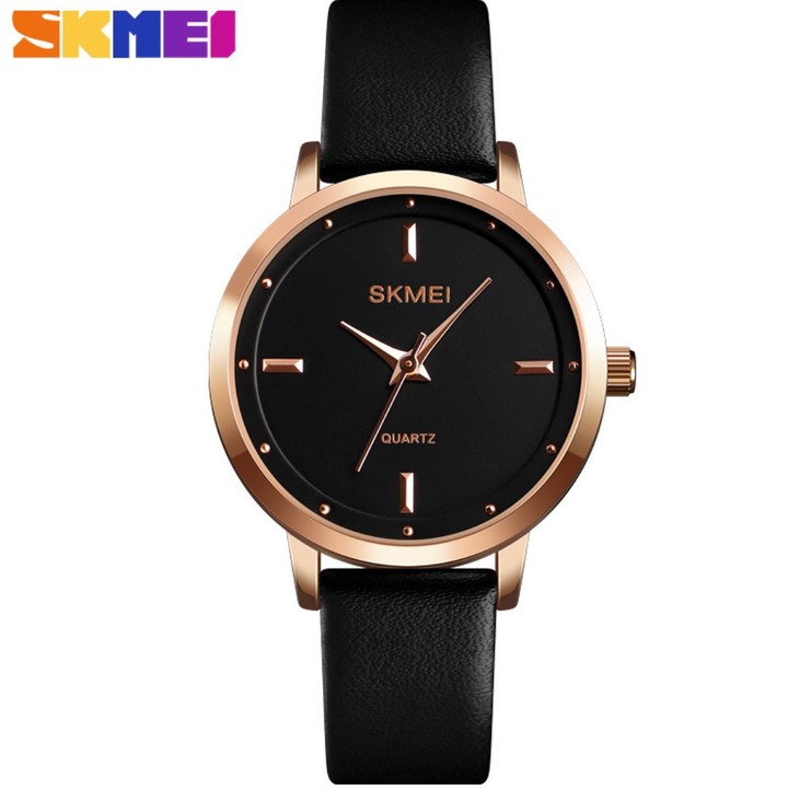 SKMEI Fashion Sports Watches Leather Quartz Watches Women Thin Casual Strap Waterproof Digital Watches Business