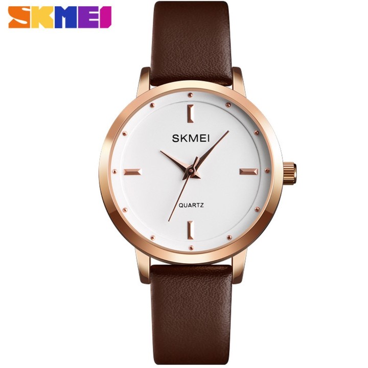SKMEI Fashion Sports Watches Leather Quartz Watches Women Thin Casual Strap Waterproof Digital Watches Business