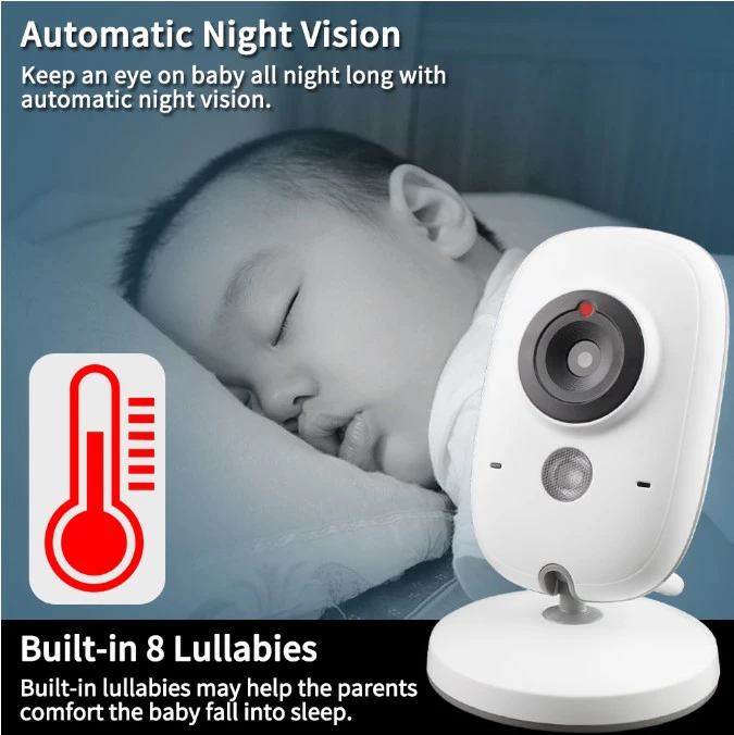 3.2 Inch 2.4G Wireless Video Color Baby Monitor High Resolution Baby Nanny Security Camera Night Vision Temperature Monitoring