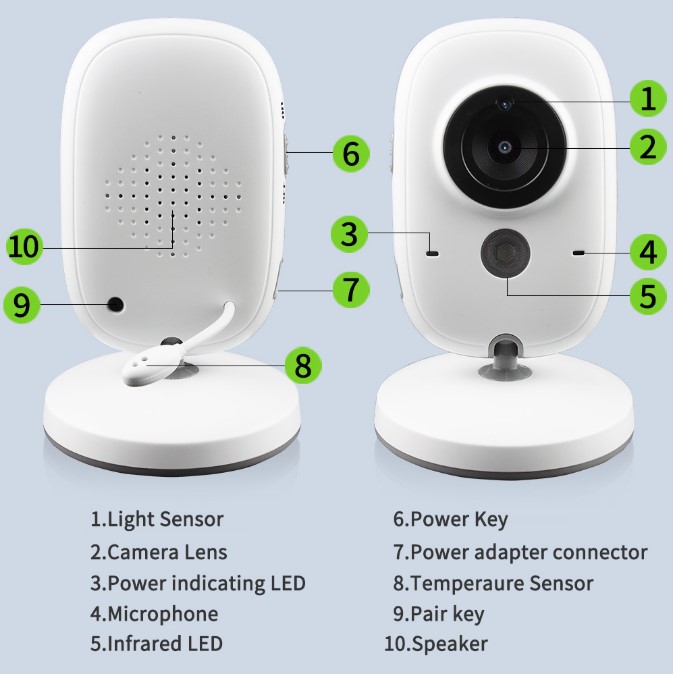 3.2 Inch 2.4G Wireless Video Color Baby Monitor High Resolution Baby Nanny Security Camera Night Vision Temperature Monitoring