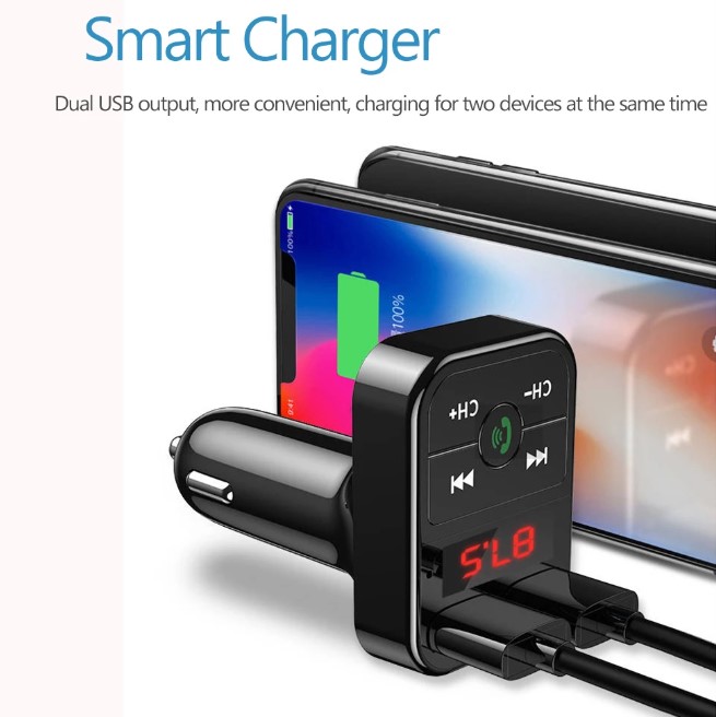 Car Bluetooth FM Transmitter Wireless Handsfree Audio Receiver MP3 Player 2.1A Dual USB Car Charger