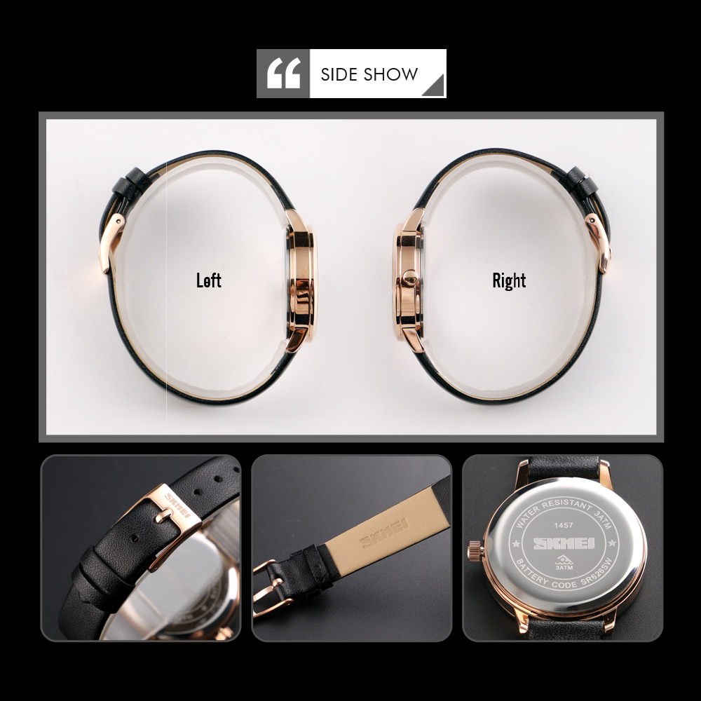 SKMEI Fashion Sports Watches Leather Quartz Watches Women Thin Casual Strap Waterproof Digital Watches Business