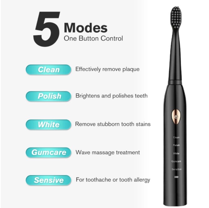 Super Sonic Men/Women Electric Toothbrushes With 4 Brush Heads Smart Timer Whitening IPX7 Powered Toothbrushes  Health care Personal Care