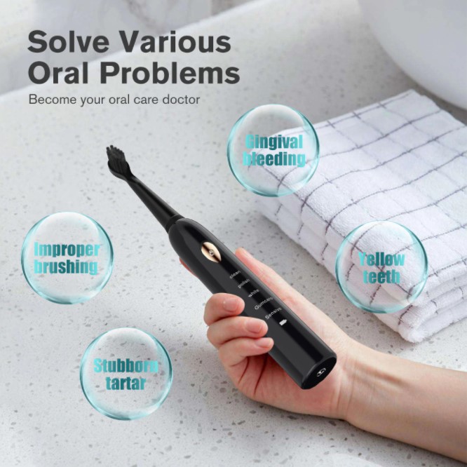Super Sonic Men/Women Electric Toothbrushes With 4 Brush Heads Smart Timer Whitening IPX7 Powered Toothbrushes  Health care Personal Care