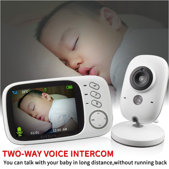 3.2 Inch 2.4G Wireless Video Color Baby Monitor High Resolution Baby Nanny Security Camera Night Vision Temperature Monitoring