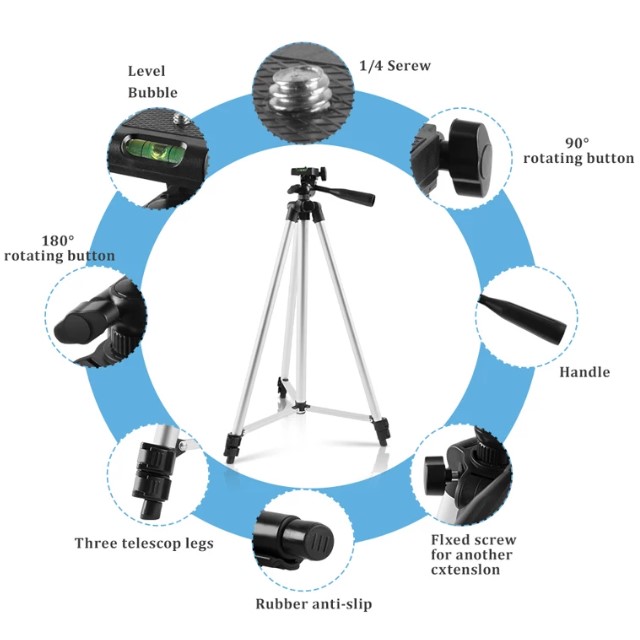 (+Phone Clips)Portable Extendable Tripod Phone Stand Projector Holder For Phone DV Camera
