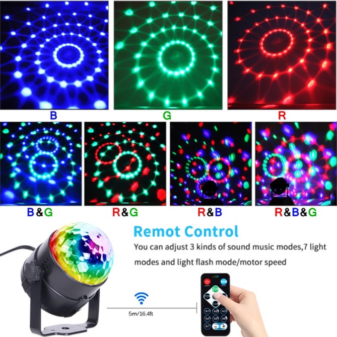 RGB Disco Ball Party LED Lights Project Lights Strobe Lamp Club Bar Karaoke Holiday Sound