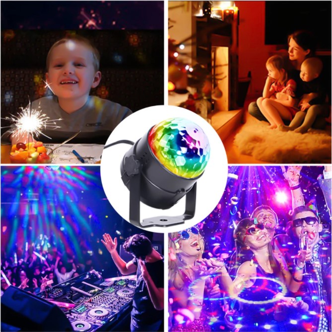 RGB Disco Ball Party LED Lights Project Lights Strobe Lamp Club Bar Karaoke Holiday Sound
