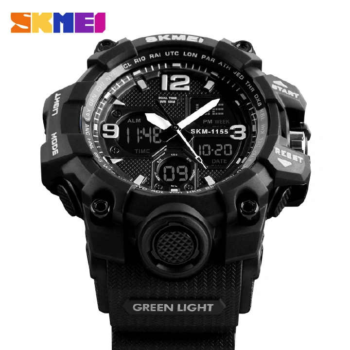 SKMEI 1155 Men Sports Watches LED Waterproof Wristwatch Quartz Watchers Analog Digital Watches Business Watches