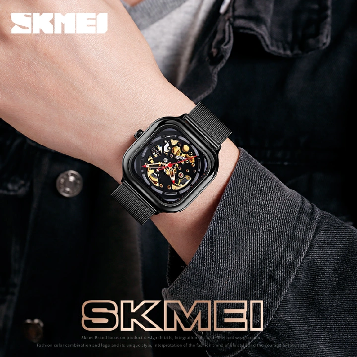 SKMEI Mechanical Watches Men Automatic Sport Watches Quartz Watches Waterproof Hollow Art Strainless Steel Business Watches