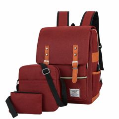 3pcs Bags sets School Bags Canvas Bags For Men/Women Monkey Bags For Grils/Boys Students Bookbag Laptop Backpacks Travel Shoulder Bag Handbags Red as picture