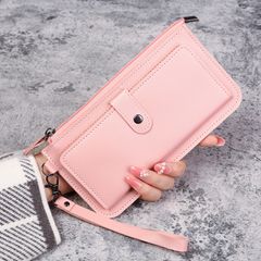 2022 New Women Wallets Long Leather Luxury Card Holder Clutch Casual Women Bags Pocket Hasp Ladies Wallet Purse Pink 18cm *10cm*2cm