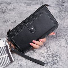 Women Wallets Long Leather Luxury Card Holder Clutch Casual Women Bags Pocket Hasp Ladies Wallet Purse Black 18cm *10cm*2cm