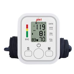 Jziki Portable Digital Upper Arm Blood Pressure Monitor Measurement Tool Portable LCD Digital Tonometer Sphygmomanometer Tensiometer Heart Rate Pulse Meter BP Monitor WHITE