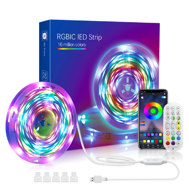 LED Strip 1m-10m RGBIC 5050 Bluetooth App Control Chasing Effect Lights Flexible Tape Diode Ribbon TV BackLight Room Decorate