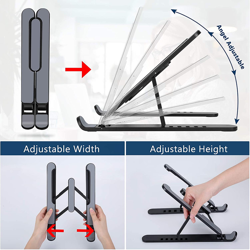 Foldable Aluminium Alloy Laptop Holder / ABS Plastic Laptop Stand  Tablet Holder Mounts Portable Notebook Laptop Mount Support Base Holder Adjustable Riser Cooling Bracket